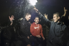 A group of young Montenegrins celebrate the Orthodox New Year in the capital Podgorica. The celebrations are organized by the leaders
of the Orthodox Church in close cooperation with opposition parliamentary groups, which still oppose Montenegro's independence from Serbia.